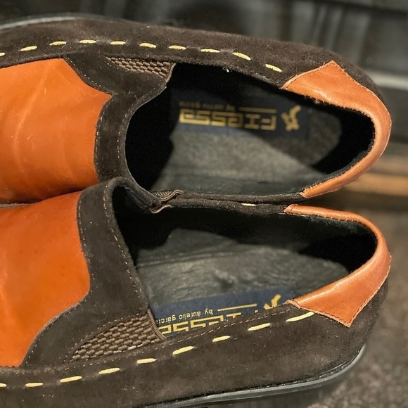 Aurelio Garcia Fiesso  Leather Suede Stitching Square Toe Slip‎ On Shoes Men's 8 - Picture 5 of 9